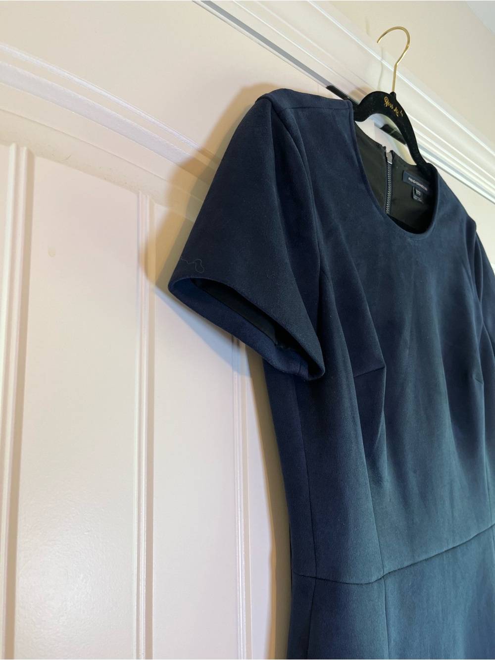 French Connection Patty Faux Suede Mini Dress Size 8 Navy Blue Cocktail Office - Picture 4 of 10